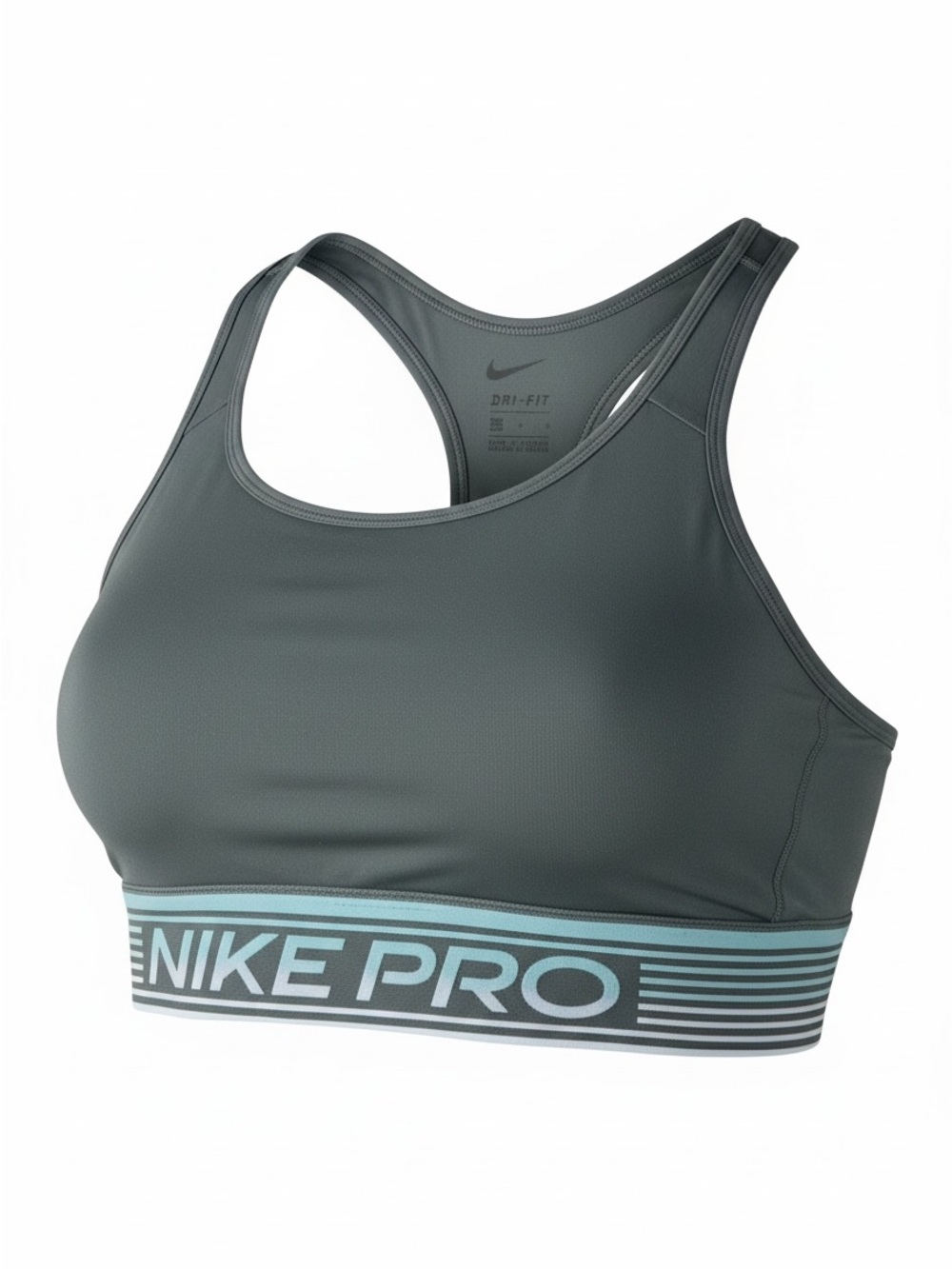 Nike Pro Swoosh Mesh Medium Support Padded Sports Bra Grey Teal Size Large